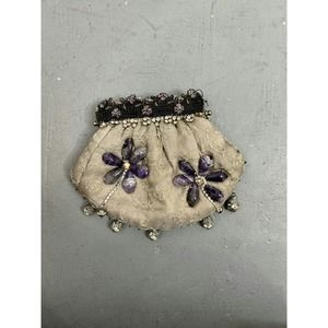 Mary Frances Tan Embroidered Beaded Clutch‎